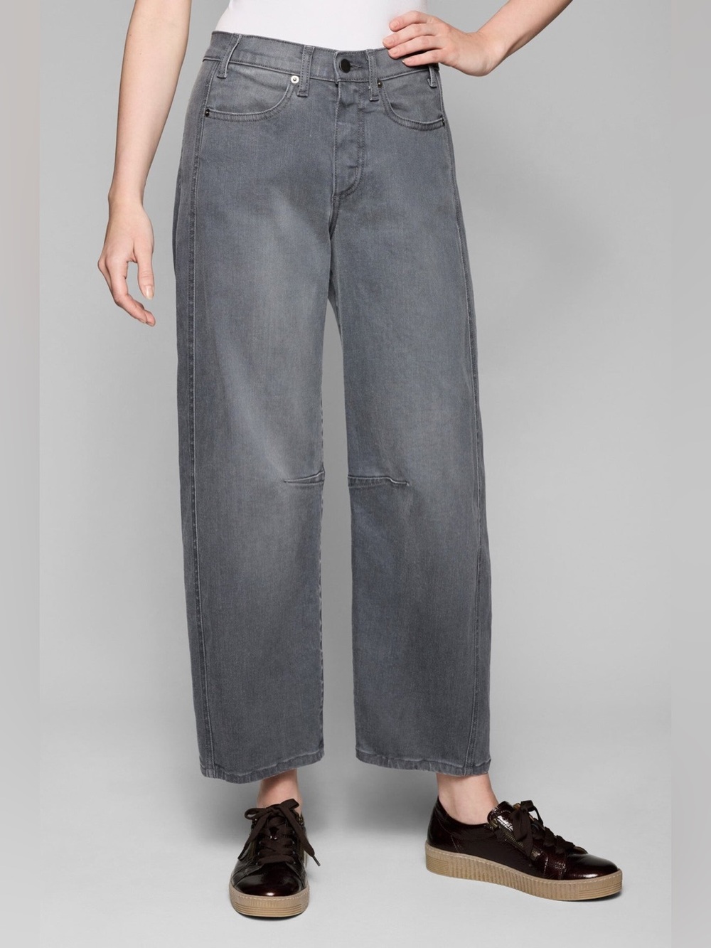 Lisa Bayne Artful Home Volume Barrel Jean Size 4 Petite Shadow Gray